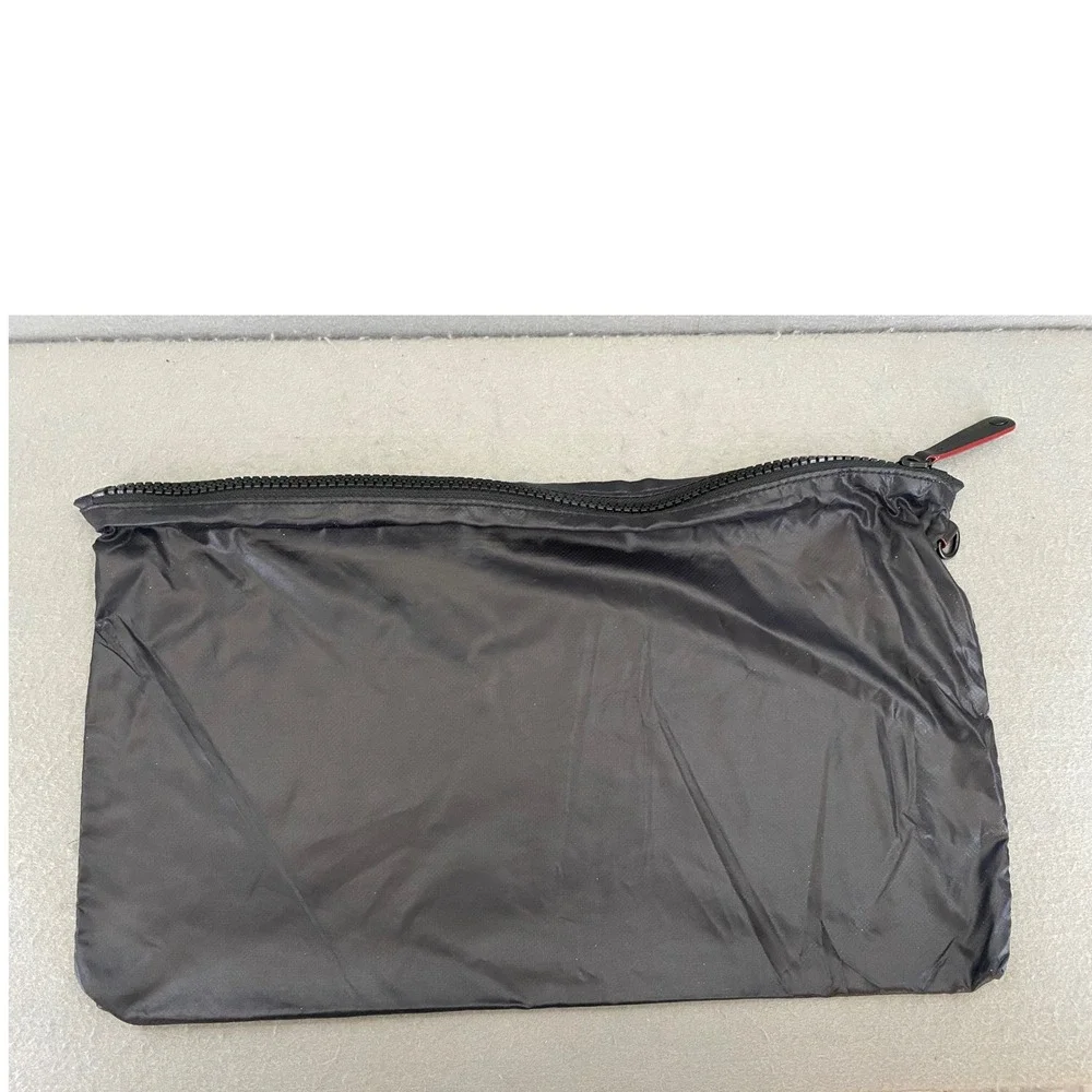 MZ Wallace Black Nylon Zipper Pouch Travel Organizer with Leather Logo Patch